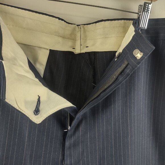 Men's Suit Pants Dark Blue with Pinstripe Size 36x31 - Picture 3 of 4